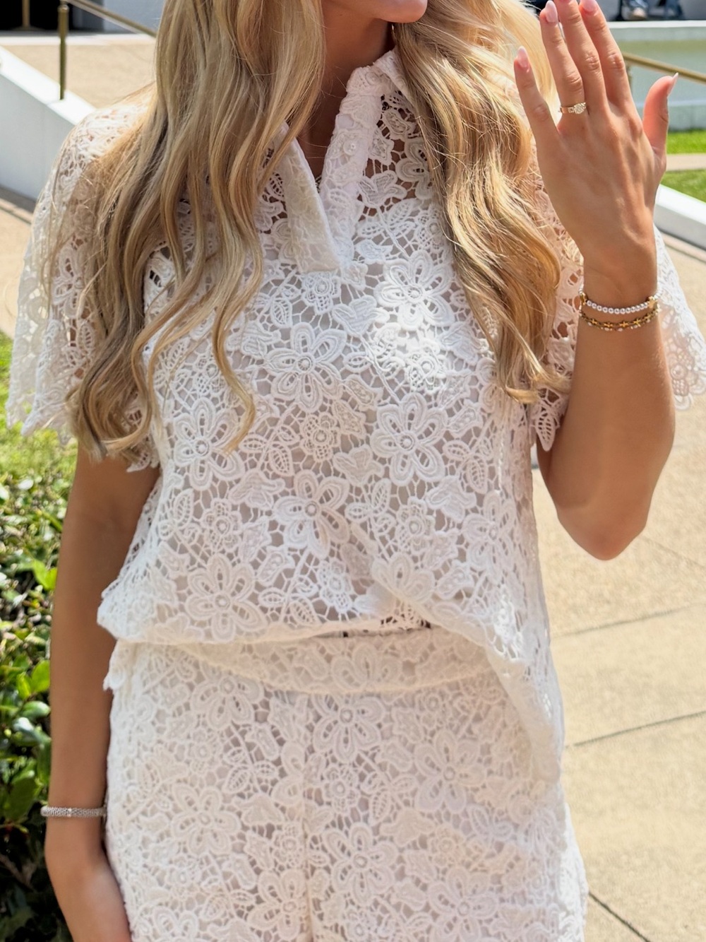 Endless Rose White Floral Lace Top and Short Set